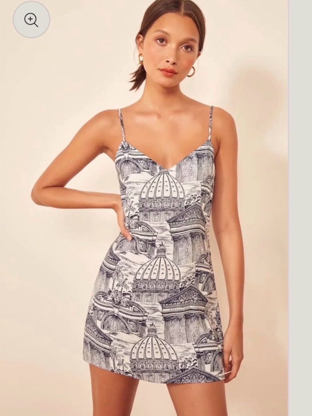Reformation White and Black Toile Mini Dress